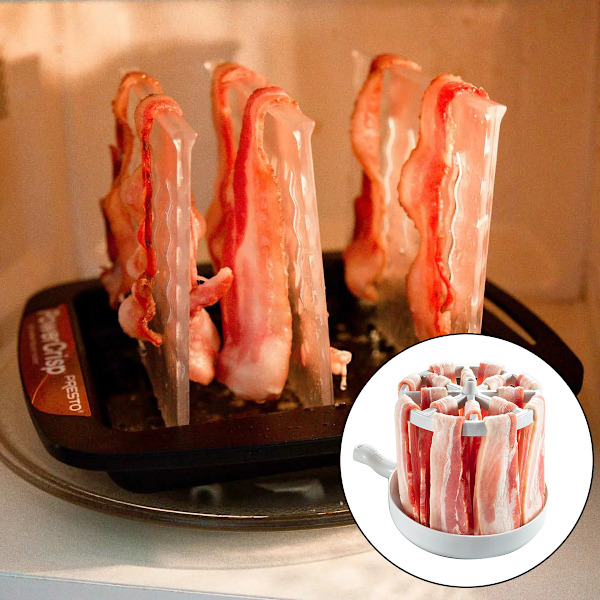 Mikrovågsugns Baconkokare - Bacon Wizard Tillagar 450g Bacon & Reducerar Fett med 40% - Använd för Enkel Matlagning inför Stora Matcher - Krispigare, Hälsosammare, Snabbare Varje Gång