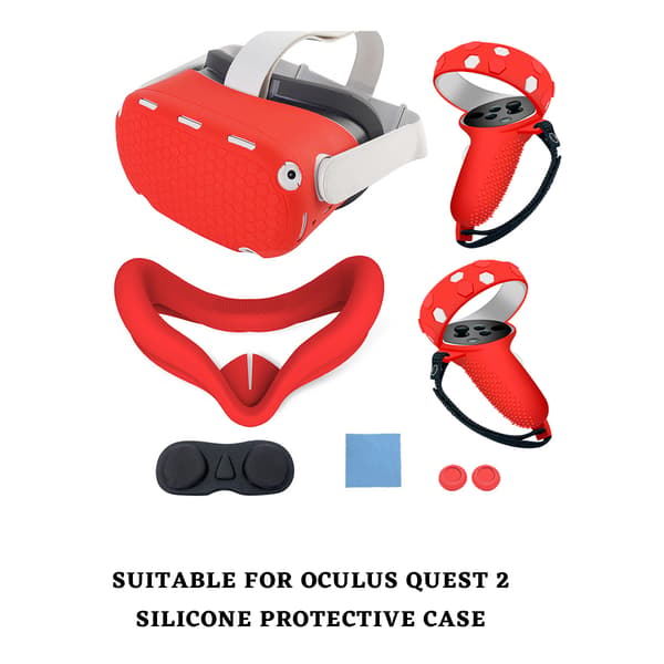 VR Headset Tilbehørssæt – Controller Grip Cover, Front Face Protector, Silikone Face Pad med Linsecover og Thumb Cap