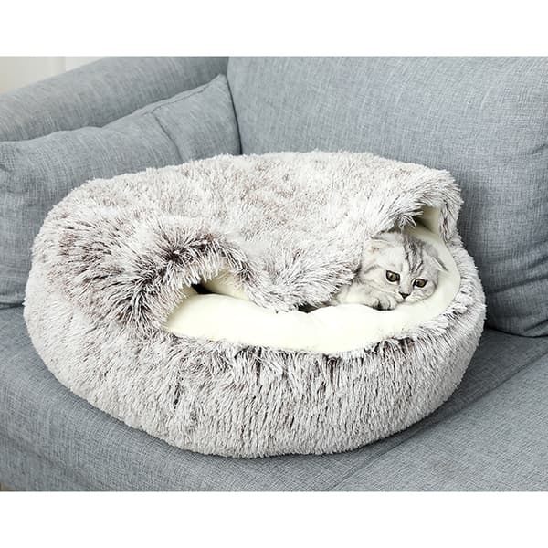 Varm Vinter Shell Halvsluten Djurbädd 40cm Gradient Grå Kort Lugg