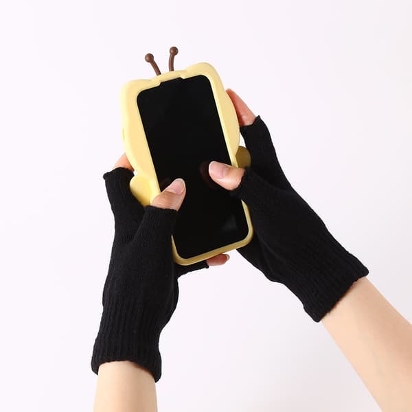 Vinterstrikkede handsker Touchscreen-handsker, fingerløse handsker bløde og komfortable til udendørs aktiviteter, varme elastiske vanter med åndbart materiale,