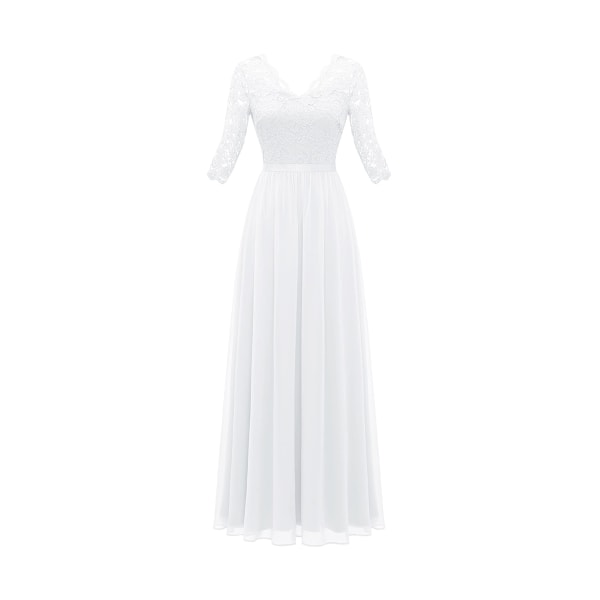 Kvinnors eleganta maxi lång aftonklänning V-ringad bröllopsbrudtärna klänningar