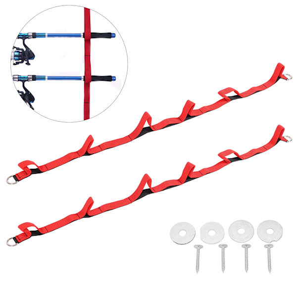 Vägg- och takfiskespöhållare Rem Webbing Fiske Spö Overhead Väggfäste Hållare Organizer
