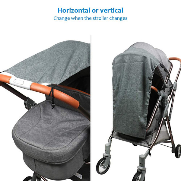 Universellt solskydd för barnvagn UV-skydd 50+ Vattentätt solskydd för barnvagn med upp- och nedskjutbar funktion