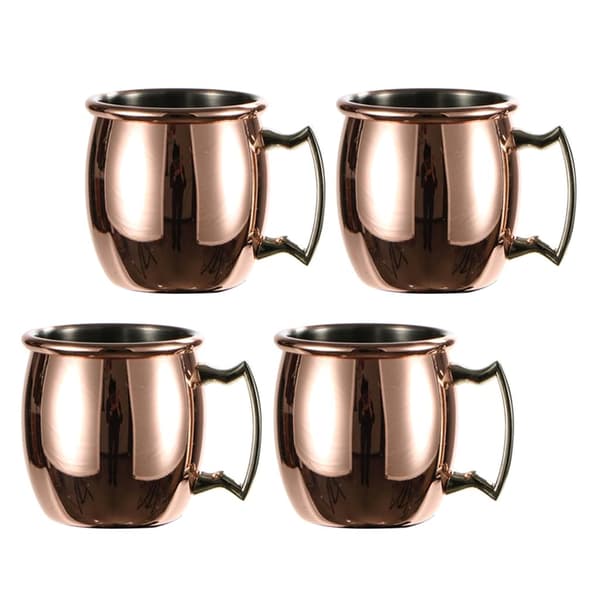 Polerad kopparfinish, lyxigt Moscow Mule-muggset för kök, matsalar, bröllopsfester, 100 % solid koppar, livsmedelssäker hamrad mugg