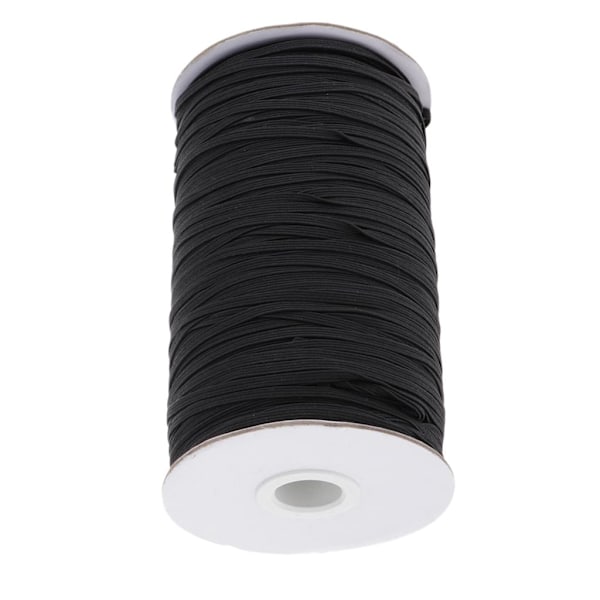 Elastisk snöre för pyssel, stickad elastisk spole med jämn färg, krympresistent och luktfri, för bred användning i sömnadsprojekt (Svart)
