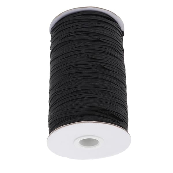 Flätad elastisk snodd för pyssel, klor- och saltvattenresistent elastisk spole, slitstark svart elastisk rem, platt flätad elastisk band för