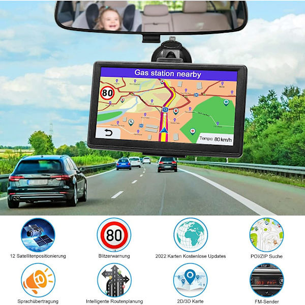 GPS Navi Navigation Device for Car 2022 - Navigation for Car Car Truck Navi 7 Inch Lifetime Gratis kartuppdatering Navigationssystem med POI-fartkamera