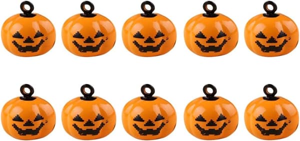 Set med 10 mini Halloween pumpaklockor Jack-O-Lanterns Creative O