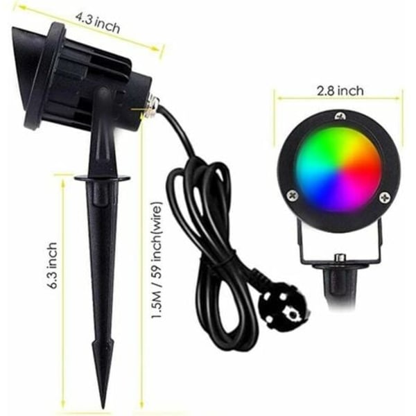 10W Cob Landskapsstrålkastare, Led Utomhusstrålkastare, IP65 Vattentät, RGB Färgbelysning, Golvlampa med Fjärrkontroll 180° Dimbar, Utomhusljus