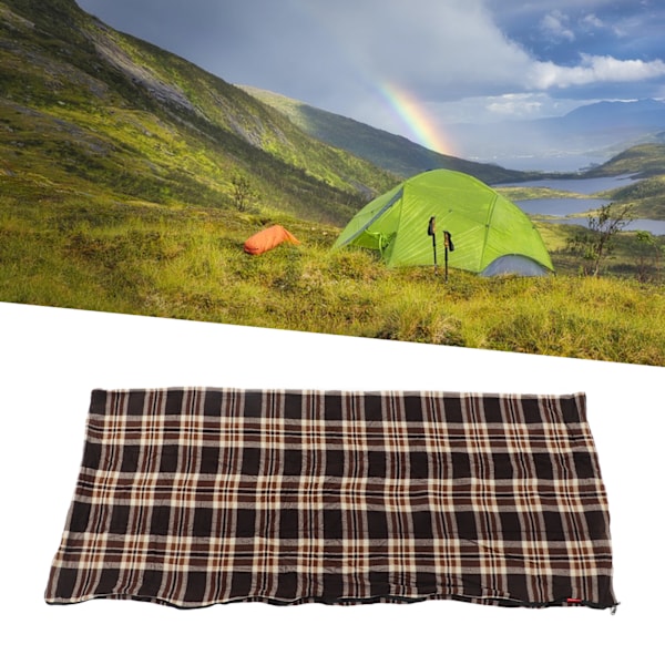 Fleece sovsäck bärbar rese varm sovsäck för vuxna utomhus camping vandring klättring kaffe rutnät