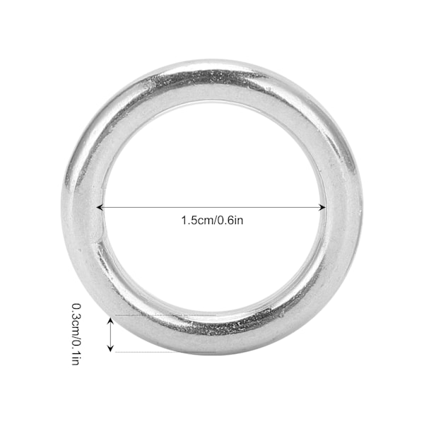 5 st runda ringar svetsade rostfritt stål hållbar robust båge för navigationsbåtar utomhus 3x15mm