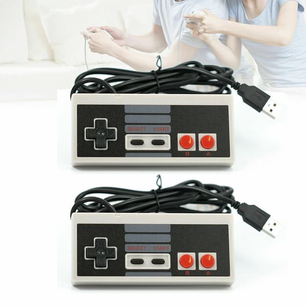 Klassisk USB-controller til Old School-spil, kompatibel med Windows PC Mac Linux Nintendo Classic Mini Edition, 2-pak sæt Plug And Play