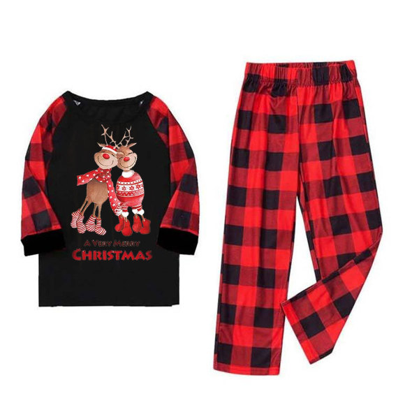 TIMIFIS Matchande familjepyjamasset jul-PJ:s med långärmad t-shirt med hjortar och plädade byxor Loungewear för kvinnor/män/barn/par/vuxen/ baby - baby