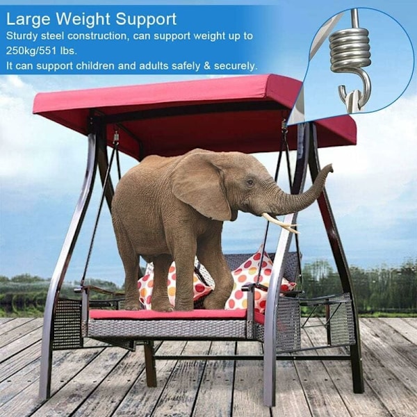Komfortförbättrande Galvaniserad Stål Hängmatta Fjäder, Ljudreducerande Väderbeständig Gungupphängning För Utomhusavkoppling, 250Kg (551 Lbs) Last