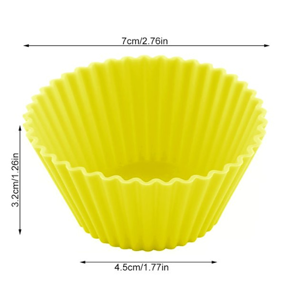 10-pack silikonmuffinsformar Cupcake-formar Återanvändbara runda kakformar Non-stick bakform, gul