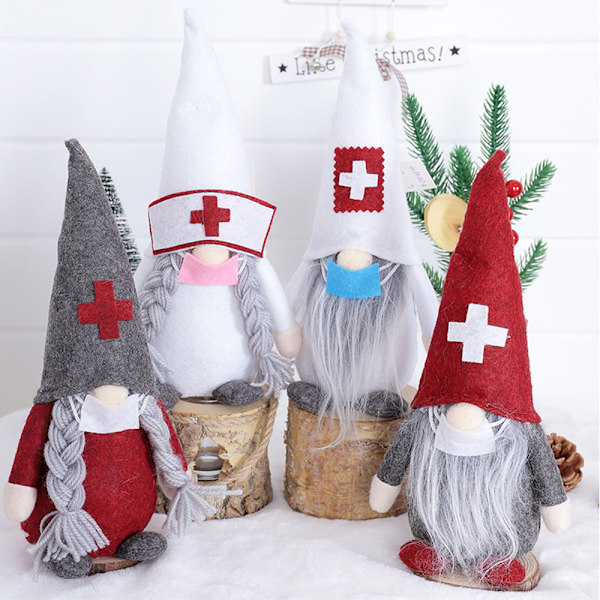 Juldekorationer läkare sjuksköterska jul ansiktslös docka ornament juldocka