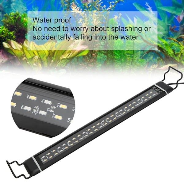Akvarium LED-lampa Vattentät Justerbar Längd Akvarieljus med Fäste för Färskvattentankar 100‑240VEU-kontakt