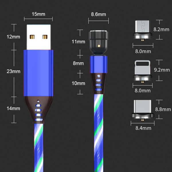 Magnetisk snabbladdningskabel, 1-pack 2,4A telefonladdarkabel