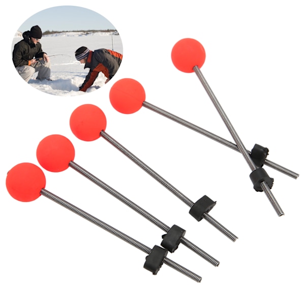5PCS Mini Vinter Isfiske Spö Topp Spets Bärbar Utomhus Fiske Spö Röd Boll Fjäder SpetsarL