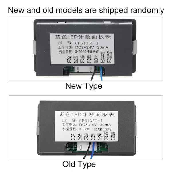 DC LED Digital Display 4-siffrig 0-9999 Upp/Ned Plus/Minus Panelräknare Mätare Blå