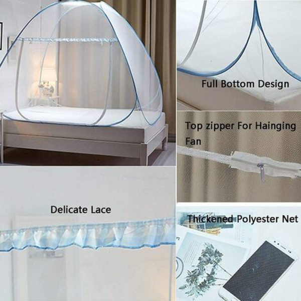 Fällbar säng myggnät pop up stort myggnät kupoltält enkel dörr camping myggnät gardin lätt att installera för sovrum 100 cm (B) 190 cm (L)