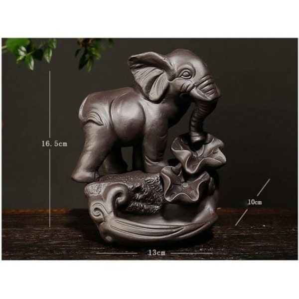 Elefant Rökelsehållare Med 20 Backflow Rökelsekoner, Asiatisk Keramisk Backflow Rökelsebrännare Rökelsehållare