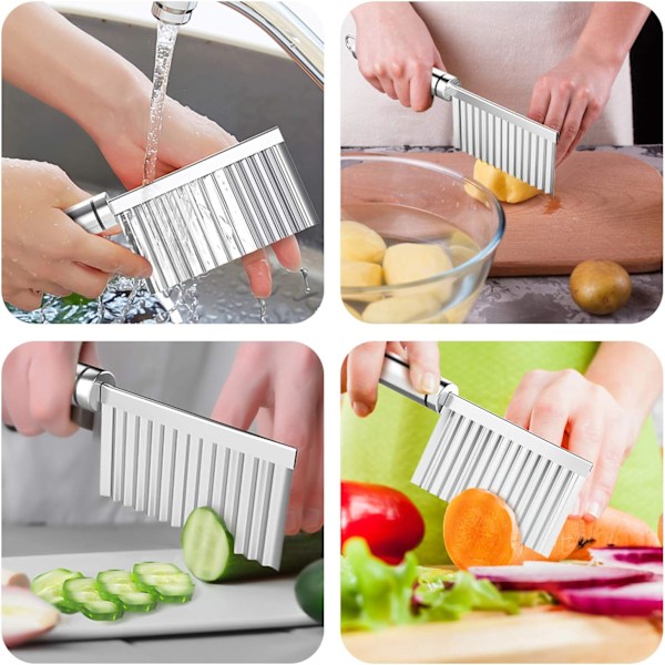 Precision Kockverktyg: Högkvalitativ 304 Crinkle Cutter i Rostfritt Stål Med Vakuumtitanjonplätering För Hållbarhet Och Rostbeständighet, Halkfri