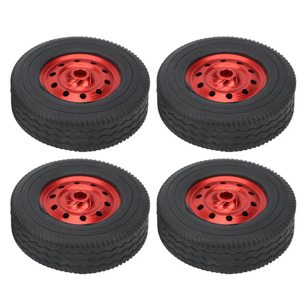 4 st RC-hjul Fjärrkontrolldäck Gummi Aluminiumlegering Tillbehör för WPL D12 Bil Röd
