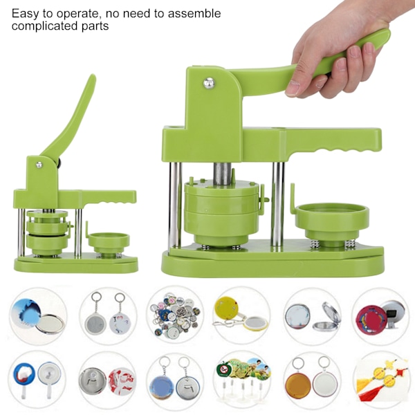 Märke Maskin 58mm Rotary Mini Insignia Making Machine med 100 set märkesförbrukningsvaror för märkestillverkning