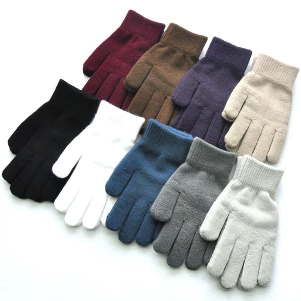Strikkede handsker, varme helfinger vanter til vinterbeskyttelse, bløde elastiske unisex handsker med ribkant og elastisk design, lette og varme