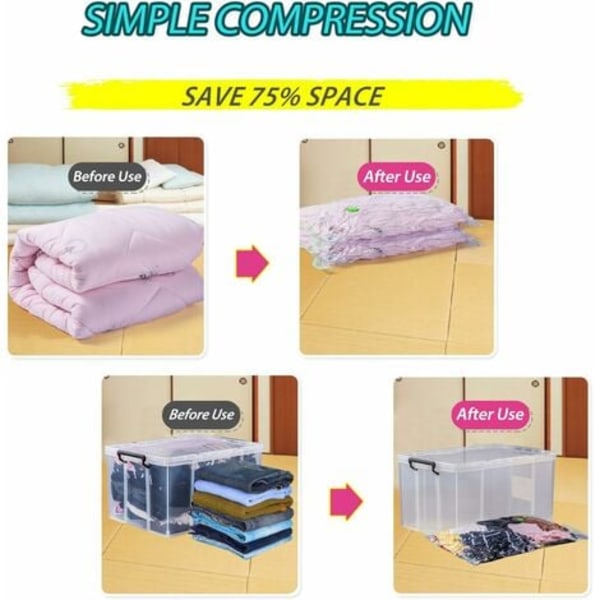 4-pack gigantiska extrastora vakuumförvaringspåsar [130x100cm] för kläder, täcken/sängkläder (4 st (XL))