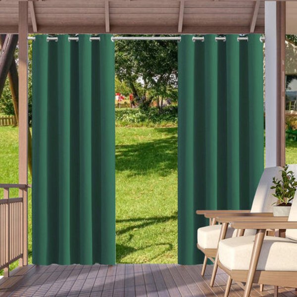 1 Panel Utomhus- och inomhusgardin solskyddande sekretessöljettgardiner för pergola veranda paviljong trädgård gräsmatta hall, 132*213 cm, grön