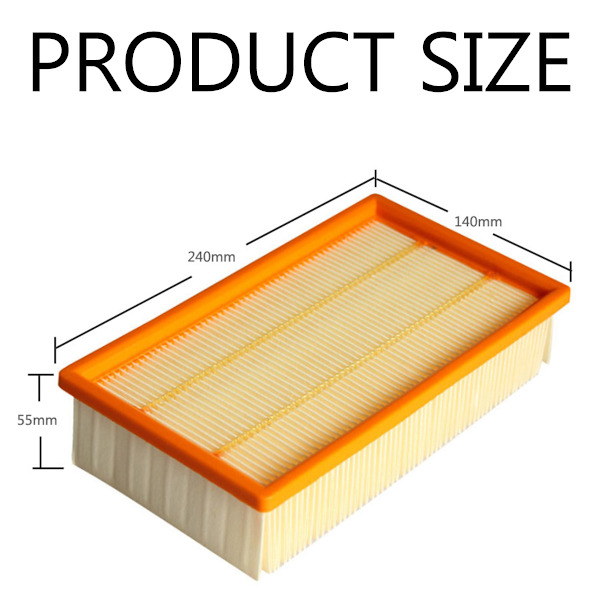 Sats med 2 platta veckade filter kompatibla med Kärcher NT 25/1 Ap, NT 35/1 Ap, NT 35/1, NT 45/1, NT 55/1, NT 361, NT 561, NT 611 Tact, Te, M, Eco