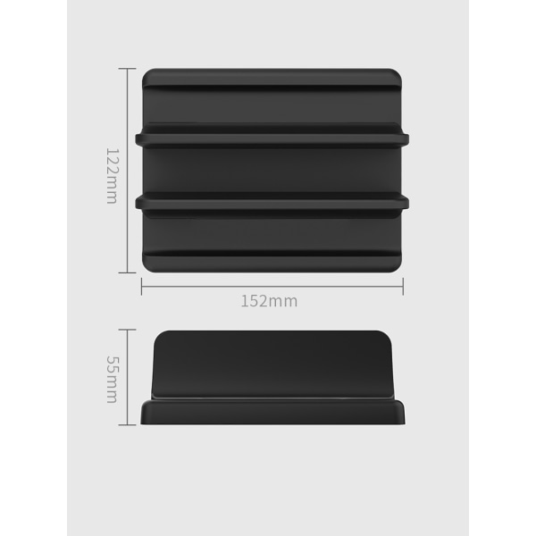 Vertikal Laptop Stativ, Justerbart Laptop Stativ, Vertikal 3 i 1 Laptop Stativ, Platsbesparande för MacBook, Notebook, iPad, Bärbara datorer upp till 17,3 tum, Svart