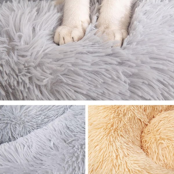 Anti-stress Djurbädd med Donut Cuddler-design, Mjuk Plyschbädd Ger Ledavlastning, Halkfri Botten För Ökad Säkerhet, Enkelt Underhåll och Fluffig