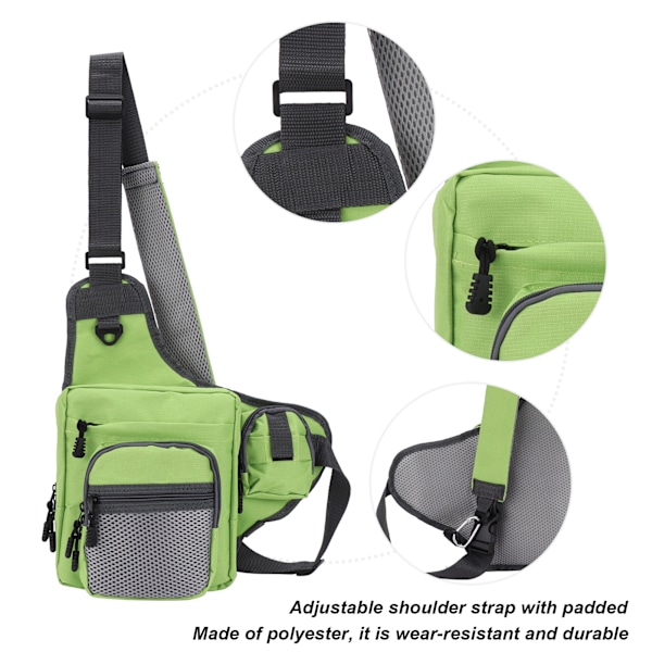Polyester Multifunktionell Fiskeutrustning Crossbody Väska med Justerbara Axelremmar (Grön)