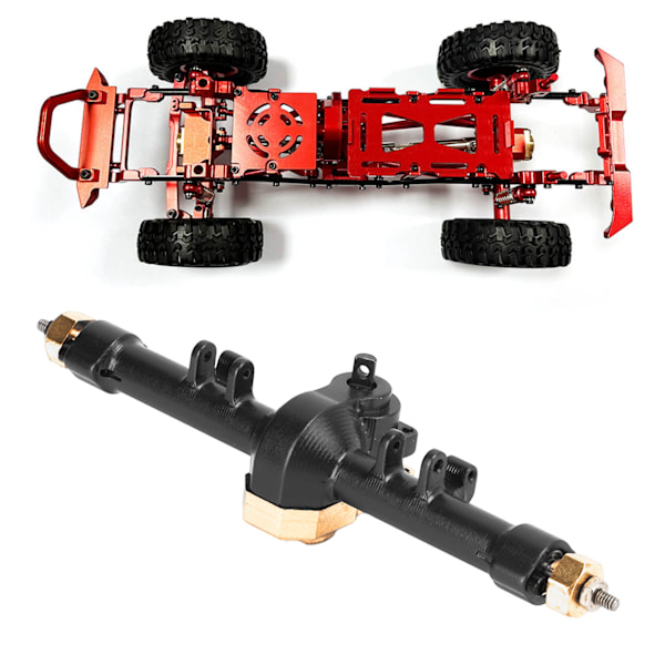 Komplett bakaxel i aluminiumlegering för Axial SCX24 AXI90081 1/24 RC-bildelar Svart