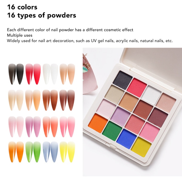 Professionell Nagelkonst Palett, Livfulla Nagelpigmentpuder Delikat Textur Metallisk Spegeleffekt, Fast Nagelpulver för Fantastiska Nageldekorationer