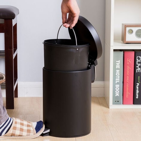 5L matt svart soptunna - Svart