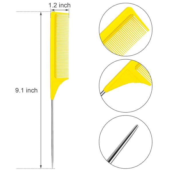 3-pack råttsvansekam med stålstift och värmebeständig kolfiber