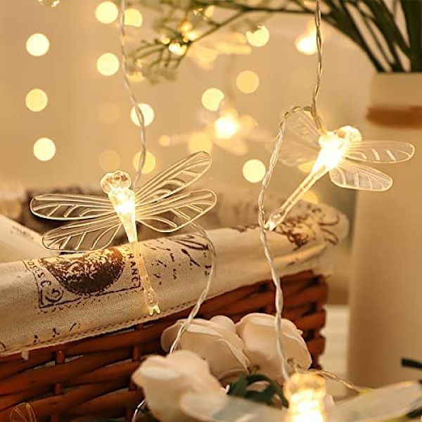 Dragonfly Fairy Lights 10 Feet 20 LED Retro Style Koppartråd Fjäril Fairy Lights, Batteridriven Julgran Trädgård Bröllop Jul