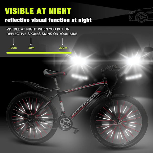 36 st ekerreflektorer för cyklar, 360° synlighet cykel ekerreflektorer, cykelhjul reflektorrör, cykel eker skinn, vattentät varningsspoke