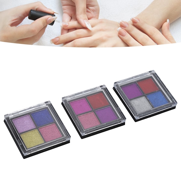 Nagelpulver Set, Solid Spegeleffekt Ultrafint Pulver Manikyr DIY Hack, Bred Användning För UV Gel Naglar, 3st (12 Sorter Pulver)
