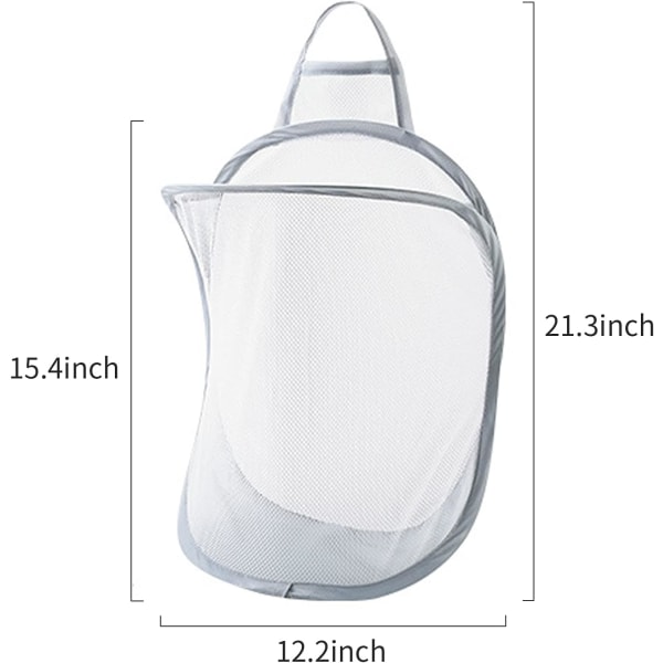 Pop-up hängande tvättkorg liten nät tvättkorg 2-pack hopfällbar korg hopfällbar väggmonterad förvaringsväska, skolmaterial grå &