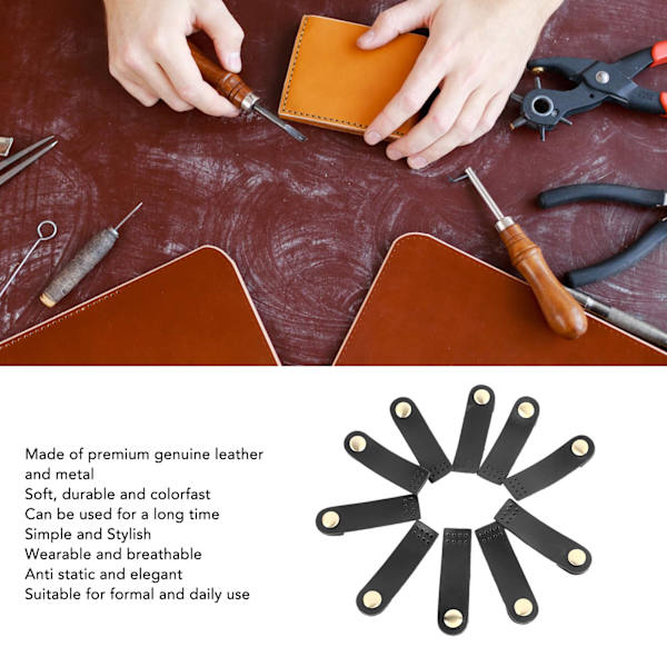 10 set sy på äkta läder snäpplås DIY handcraft mjuk plånbok flik stängning för DIY hantverk handväskor resväskor svart
