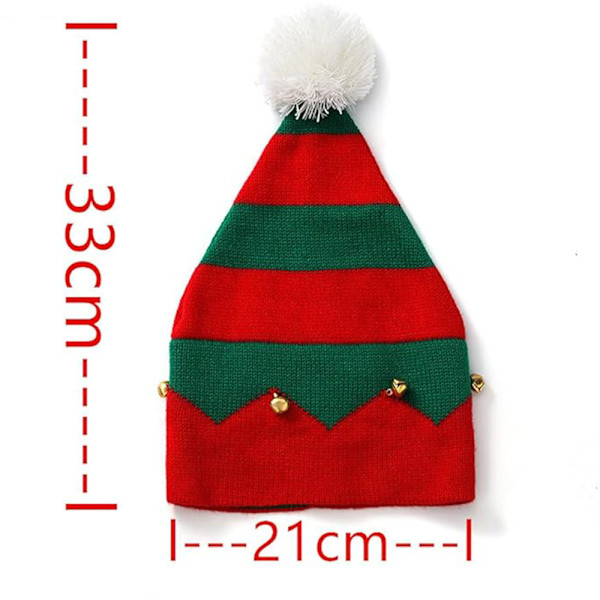 Jultomteluva, tomteluva, stickad mössa med bjällror, juldekoration, julfest för barn, flickor, pojkar, röd