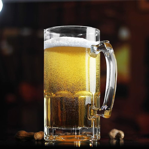 Klassisk tysk stil, en liters ölsejdel, 103 cl extra stora glasmuggar, set om 2, perfekt present till Oktoberfest och speciella tillfällen