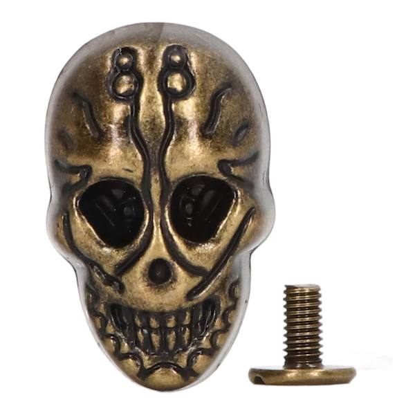 50 set skalle nitar enkel 25x16mm DIY spöke huvud punk stil galvanisering zinklegering skalle knapp för läderhantverk brons