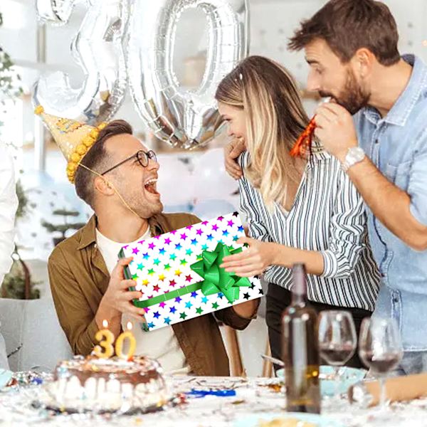 3 rullar presentpappersset, regnbågsglittrande presentpapper födelsedag, presentpapper för jul, födelsedag, barndagen, mors dag