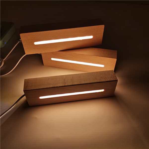 3 stk 3D bøgetræ natlysbase, lysbase, oval RGB natlys